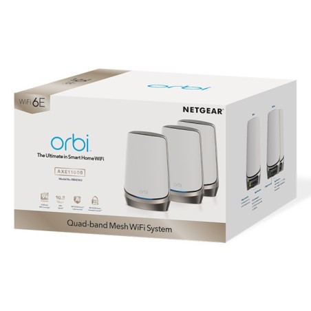 NETGEAR Orbi Quad-band RBKE963 AXE11000 WiFi 6E Mesh System Quad-band (2.4 GHz   5 GHz-1   5 GHz-2   6 GHz) Wi-Fi 6 (802.11ax)